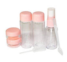 Дорожній набір ємностей для косметики 7в1, рожевий