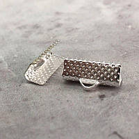 Затискач для стрічок і шнура 16 мм, уп 10 шт - світле срібло