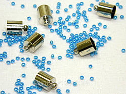 Ковпачок, кінцевік для бісерного жгута чи шнура D-8 мм, срібло