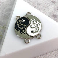 Конектор парний Інь-Янь 21х26 мм металевий, сталь білий з чорним