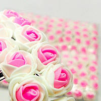 Двухколірные Трояндочки з фоамірану (144 шт) Рожевий з білим