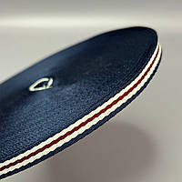 Лампасна репсова стрічка (тасьма) ширина 1см. синя з білим