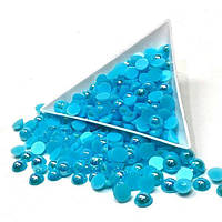 Напівбусини перламутрові 6 мм, 20 гр/уп колір - блакитний з АВ покриттям - А3