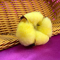 Натуральні квітки бавовни з пофарбованим волокном 5 см - жовтий