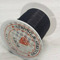 Нитка-резинка листкова силіконова плоска 1мм, ЧОРНИЙ - 10м