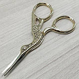 Ножиці 95 мм для рукоділля "Цапельки" колір золото, фото 2