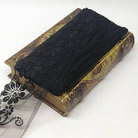 Мереживо на сітці (фатін)  10 см (13 м) колір - чорний (77 -mt785)