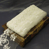 Мереживо на сітці (фатін)  12 см (13 м) Колір айворі (77-MT781-1)