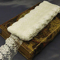 Мереживо на сітці (фатін)  7 см (20 м) Колір айворі (77-MT755-1)