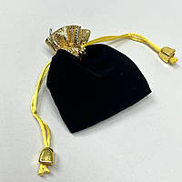 Мішечок подарунковий велюровий 7х9 см - чорний із золотом