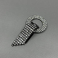 Шубна застібка-кліпса 7см, Ø 3,5см зі стразами - графіт (#18403)