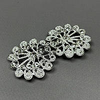 Декоративна застібка-гачок для одягу 3,5х6 см - світле срібло #106108