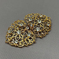 Декоративна застібка-гачок для одягу 3,5х7 см - лимонне золото #106404