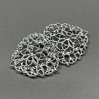 Декоративна застібка-гачок для одягу 3,5х7 см - світле срібло #106404