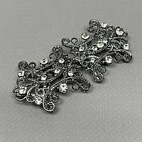 Декоративна застібка-гачок для одягу 3,5х7,5 см - графіт #106310