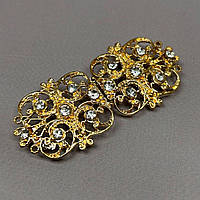 Декоративна застібка-гачок для одягу 3,5х7,5 см - лимонне золото #106012