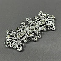 Декоративна застібка-гачок для одягу 3,5х7,5 см - світле срібло #106310