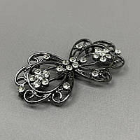 Декоративна застібка-гачок для одягу 3х6 см - графіт #106301