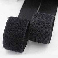 НА МЕТРАЖ Чорний 1,6 см Текстильна застібка (липучка, стрічка Velcro) відріз кратно 1м.