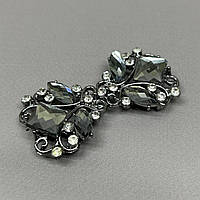 Декоративна застібка-гачок для одягу 3х6 см - графіт #1111601