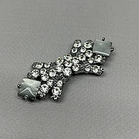 Декоративна застібка-гачок для одягу 3х6 см - світле срібло #120013