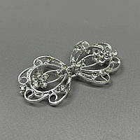 Декоративна застібка-гачок для одягу 3х6 см - світле срібло #106301