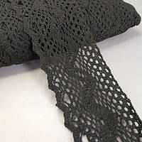 (1 метр) Бавовняне мереживо 6,5 см (льон) - Чорний (М5164-9)