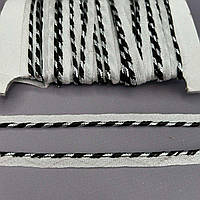 Кант вшивний, косичка з люрексом 8 мм - білий зі сріблом