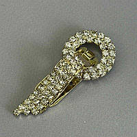 Шубна застібка-кліпса 6см, Ø 2,5см зі стразами - золото(#9508)