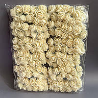 Трояндочки з фатином з фоамірану (144шт) Айворі з розовинкою