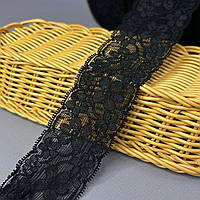 Гипюровое кружево стрейч (XB-8) 4,5 см - чорний