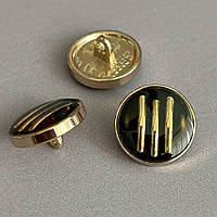 Ґудзик метал декоративний, випуклий з глянцевим покриттям 15 мм - золото