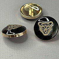 Ґудзик метал декоративний, випуклий з глянцевим покриттям 22 мм - золото