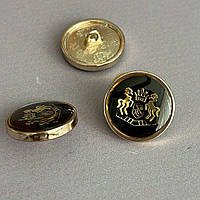 Ґудзик метал декоративний, плоска з глянцевим покриттям 18 мм - золото