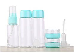 Дорожній набір ємностей для косметики 7в1, блакитний