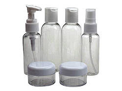 Дорожній набір ємностей для косметики білий, 7 предметів