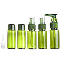 Дорожній набір ємностей для косметики оливковий, 6 предметів