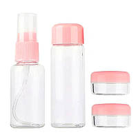 Дорожній набір ємностей для косметики рожевий, 4шт