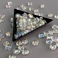 Кришталева намистина грановане серце 8 мм - прозора з переливом