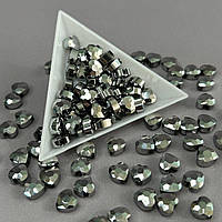 Кришталева намистина грановане серце 8 мм - срібло