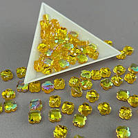 Кришталева намистина гранована конюшина 8 мм - жовта з переливом