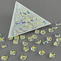 Кришталева намистина гранована конюшина 8 мм - прозорий з переливом