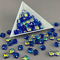 Кришталева намистина гранована конюшина 8 мм - синій з переливом