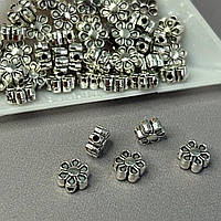 Намистина металева «Ромашка» 7 мм, колір Сталь