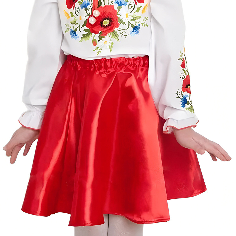 Спідниця дитяча атласна червона для дівчинки р.110.-158.