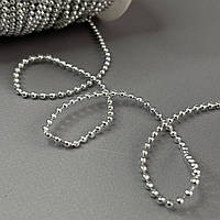 Намистина на нитці 1 метр, Ø3 мм, срібло