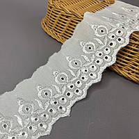 Мереживо на батисті Прошва 7 см - білосніжний