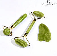 Набір для масажу обличчя 3в1, зелений