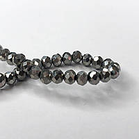 Намистини кришталеві рондель 4х3мм, нитка-130 шт, срібне напилення