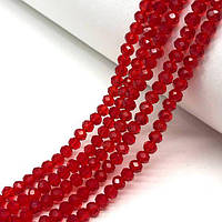 Намистини кришталеві рондель 4х3мм, нитка-135 од, червоний прозорий